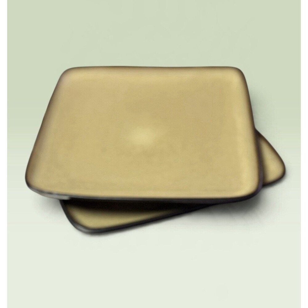Home Trends Rave Dark Sand Taupe Square Salad Plates Set of 2 Discontinued 8”